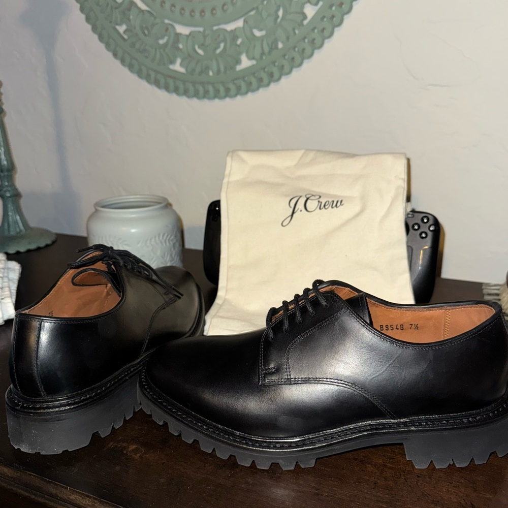 J. Crew Men's Blucher Black Leather Shoes unworn deadstock!